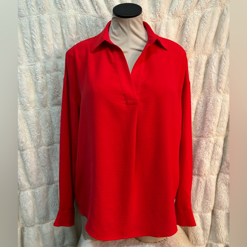 Red v-neck blouse by Rafaella size small